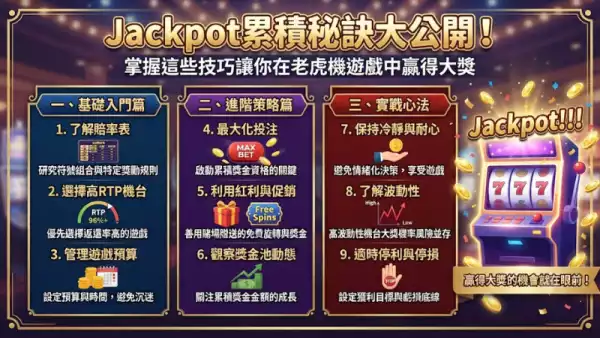 Jackpot累積秘訣大公開！掌握這些技巧讓你在老虎機遊戲中贏得大獎