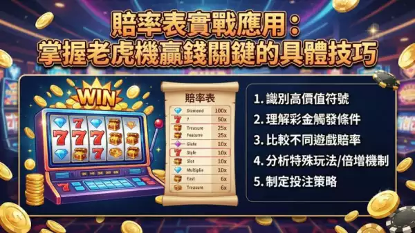 賠率表實戰應用：掌握老虎機贏錢關鍵的具體技巧